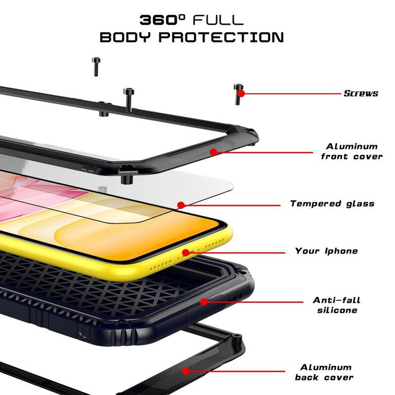 Handyhülle Für iPhone 11 Wasserdichtes Gehärtetes Glas Und Metall