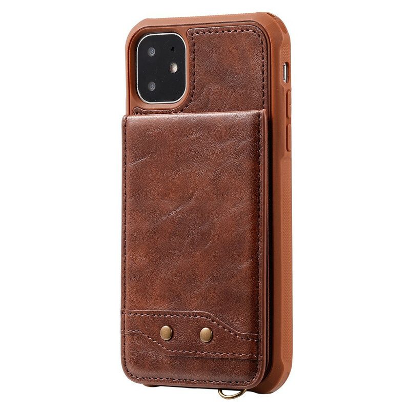 Hülle Für iPhone 11 Flip Case Klappbarer Kartenhalter Mit Umhängeband