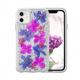 Hülle Für iPhone 11 Luxuriöse Florale Pailletten