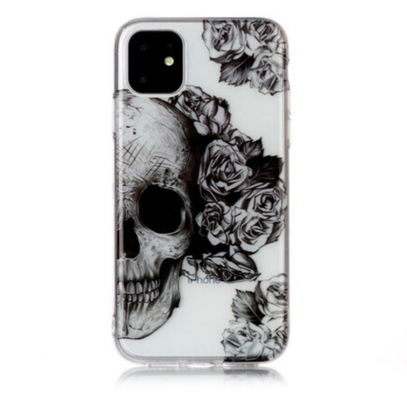 Hülle Für iPhone 11 Transparenter Blumenschädel