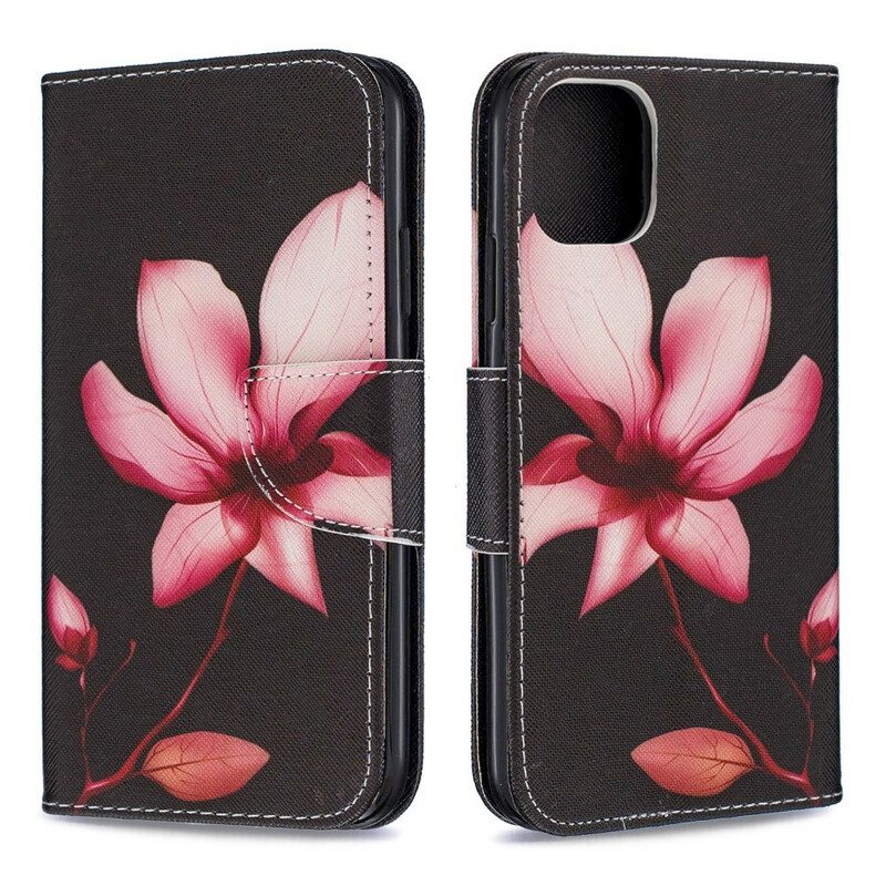 Lederhüllen Für iPhone 11 Pinke Blume