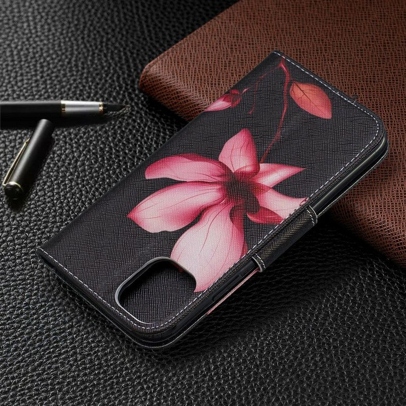 Lederhüllen Für iPhone 11 Pinke Blume