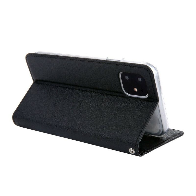 Schutzhülle Für iPhone 11 Flip Case Seidenstruktur In Lederoptik