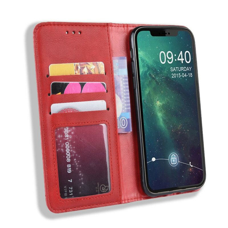 Schutzhülle Für iPhone 11 Flip Case Stilisierter Vintage-ledereffekt