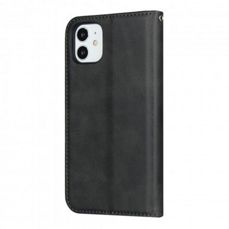 Schutzhülle Für iPhone 11 Flip Case Zweifarbiger Ledereffekt Mit Riemen