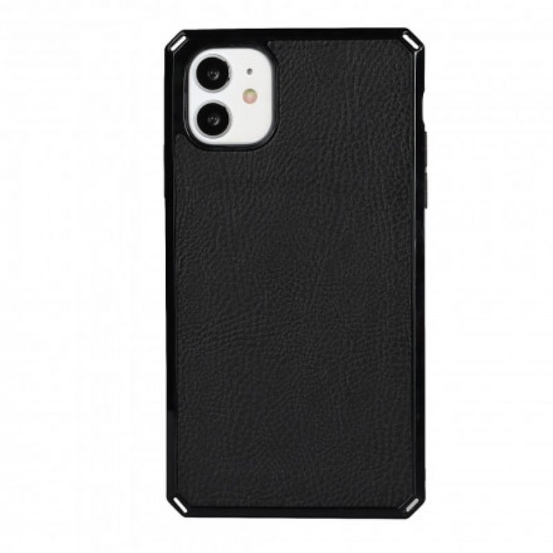 Schutzhülle Für iPhone 11 Mit Kordel Flip Case Echtes Litschi-lederarmband