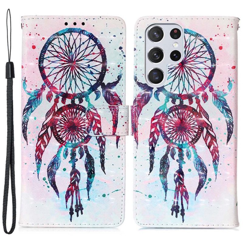 Flip Case Für Samsung Galaxy S22 Ultra 5G Aquarell-traumfänger