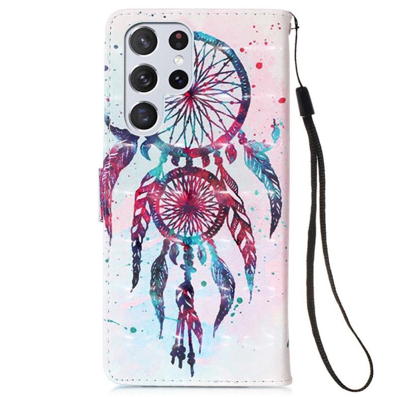 Flip Case Für Samsung Galaxy S22 Ultra 5G Aquarell-traumfänger