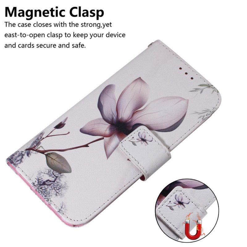 Flip Case Für Samsung Galaxy S22 Ultra 5G Blume Staubiges Rosa