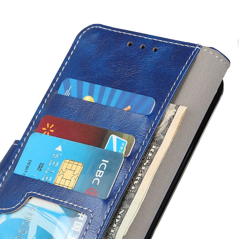 Flip Case Für Samsung Galaxy S22 Ultra 5G Glänzende Und Sichtbare Nähte