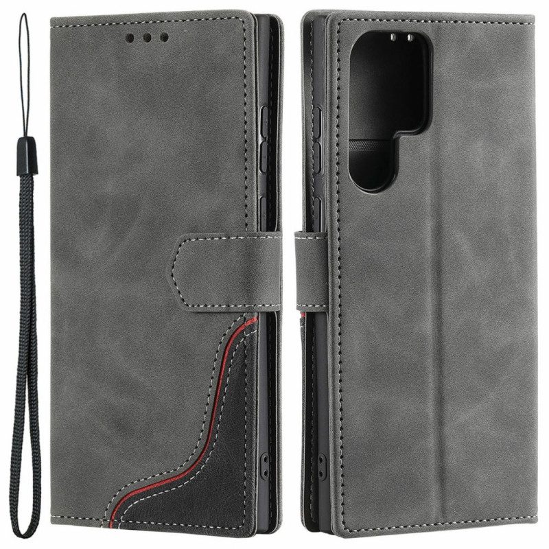 Flip Case Für Samsung Galaxy S22 Ultra 5G Hautgefühl-welle