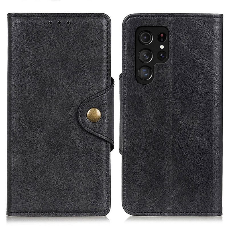 Flip Case Für Samsung Galaxy S22 Ultra 5G Knopf Aus Kunstleder