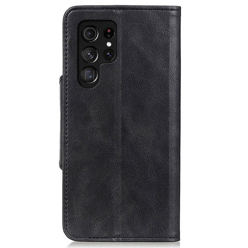 Flip Case Für Samsung Galaxy S22 Ultra 5G Knopf Aus Kunstleder