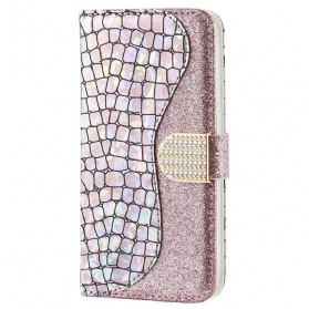 Flip Case Für Samsung Galaxy S22 Ultra 5G Krokodildiamanten