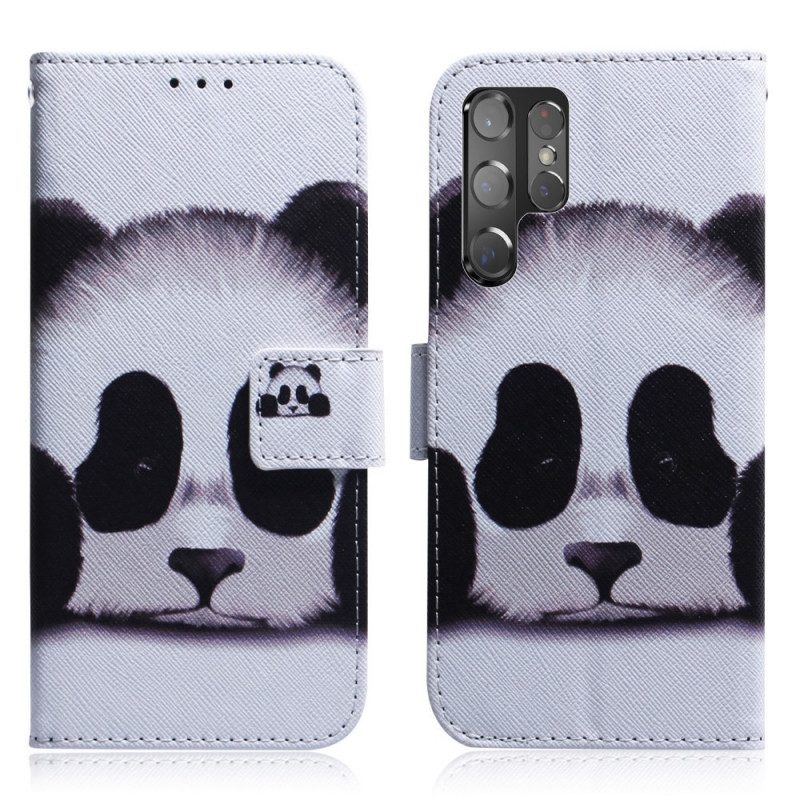 Flip Case Für Samsung Galaxy S22 Ultra 5G Panda-gesicht