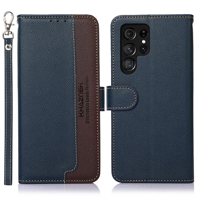 Flip Case Für Samsung Galaxy S22 Ultra 5G Rfid-khazneh Im Litschi-stil