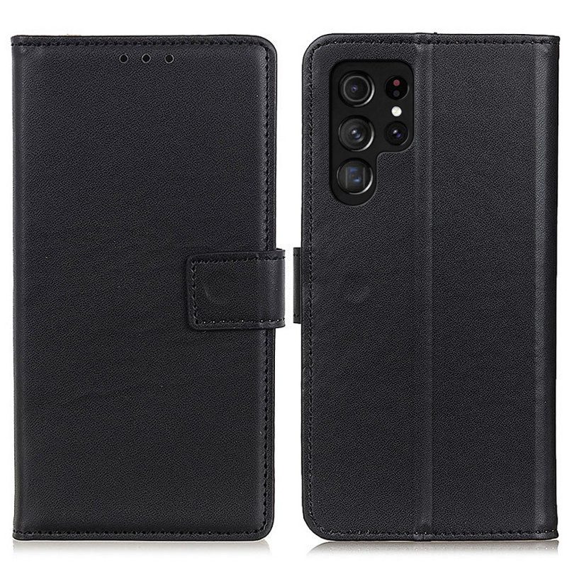 Flip Case Für Samsung Galaxy S22 Ultra 5G Schlichtes Kunstleder