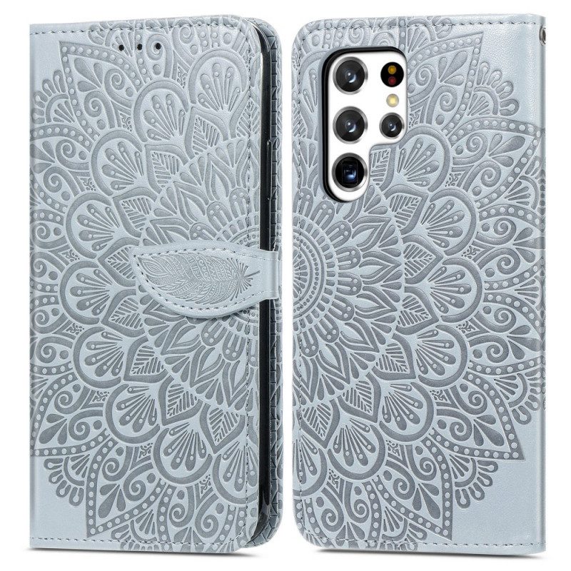 Flip Case Für Samsung Galaxy S22 Ultra 5G Stammesblätter