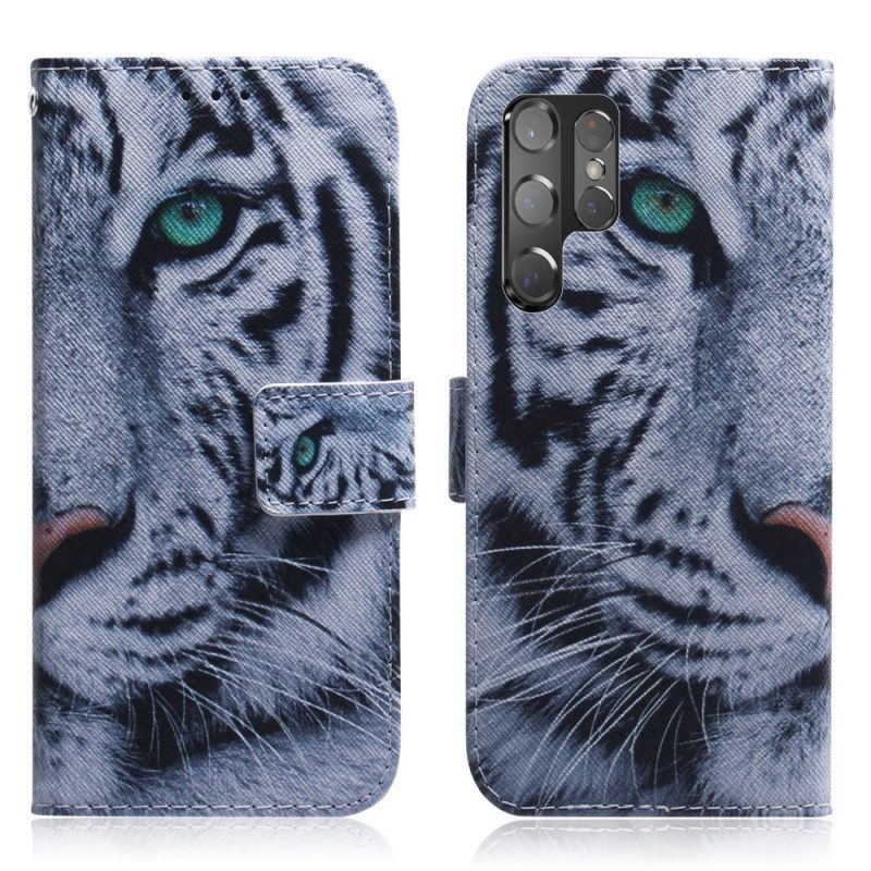 Flip Case Für Samsung Galaxy S22 Ultra 5G Tigergesicht