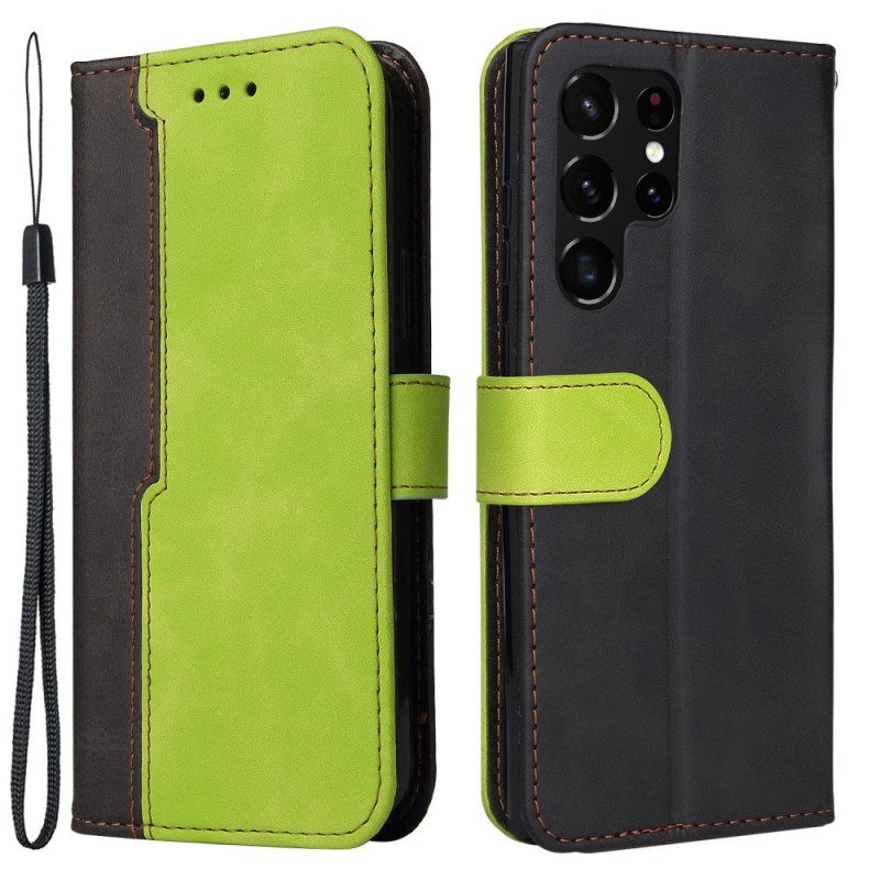 Flip Case Für Samsung Galaxy S22 Ultra 5G Zweifarbig