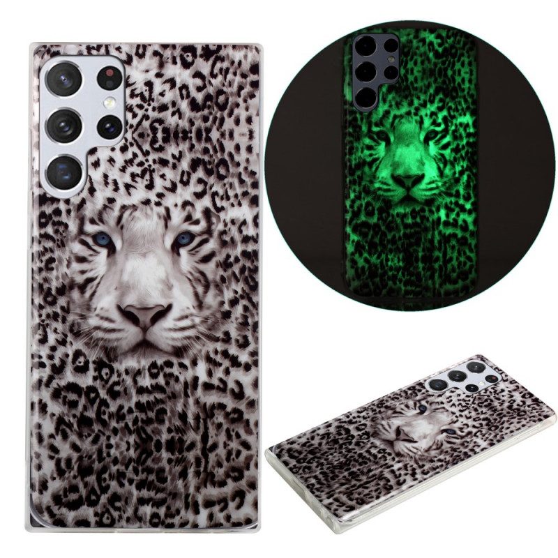 Handyhülle Für Samsung Galaxy S22 Ultra 5G Leopard Fluoreszierend