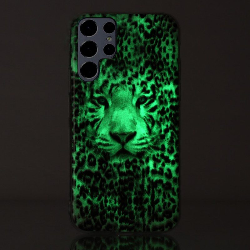 Handyhülle Für Samsung Galaxy S22 Ultra 5G Leopard Fluoreszierend