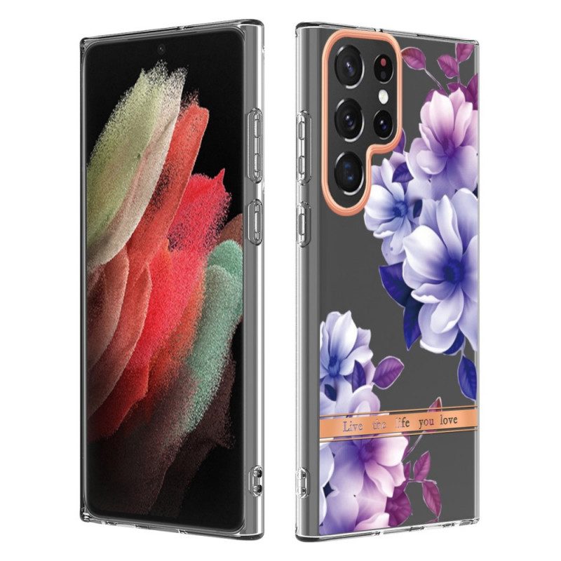 Hülle Für Samsung Galaxy S22 Ultra 5G Blumen Leben Das Leben. Das Sie Lieben