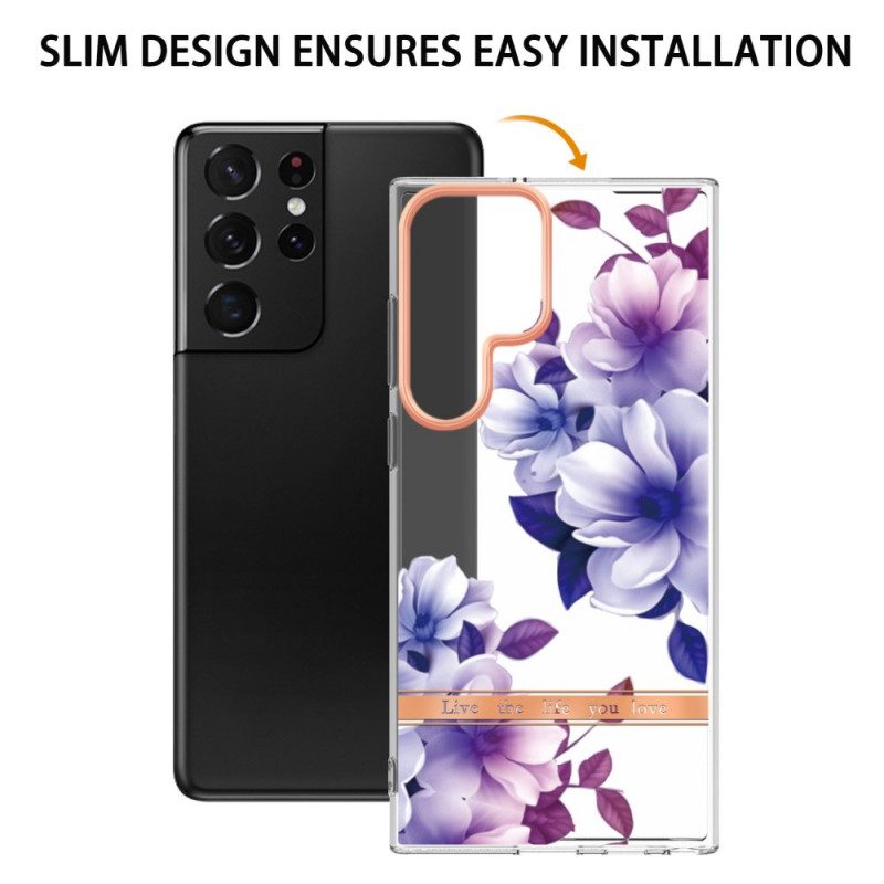 Hülle Für Samsung Galaxy S22 Ultra 5G Blumen Leben Das Leben. Das Sie Lieben