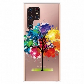 Hülle Für Samsung Galaxy S22 Ultra 5G Nahtloser Aquarellbaum