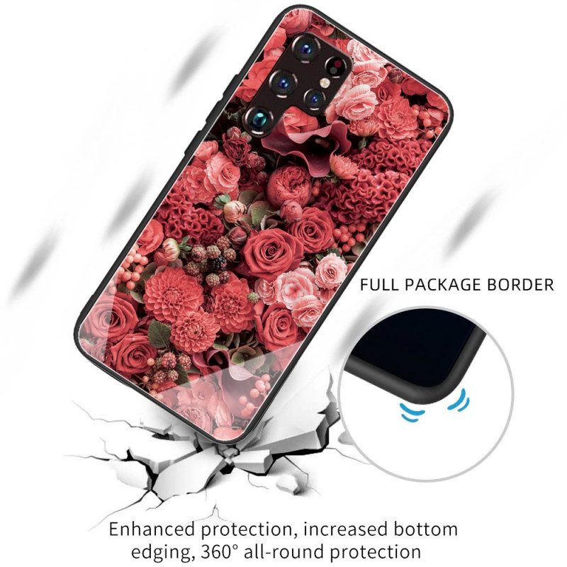 Hülle Für Samsung Galaxy S22 Ultra 5G Rosenblüten Aus Gehärtetem Glas