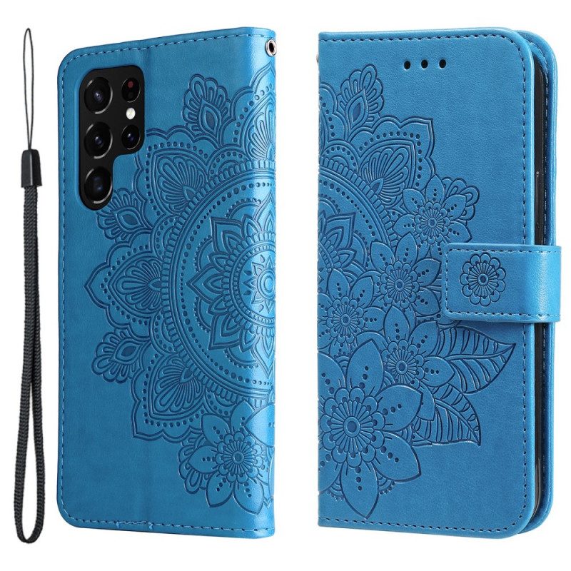 Lederhüllen Für Samsung Galaxy S22 Ultra 5G Blumen-mandala