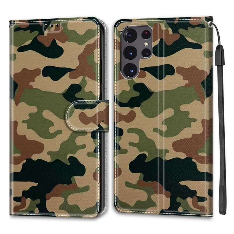 Lederhüllen Für Samsung Galaxy S22 Ultra 5G Militärische Tarnung