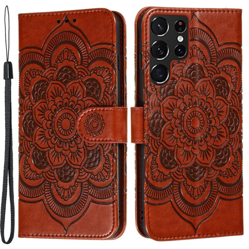 Lederhüllen Für Samsung Galaxy S22 Ultra 5G Vollständiges Mandala