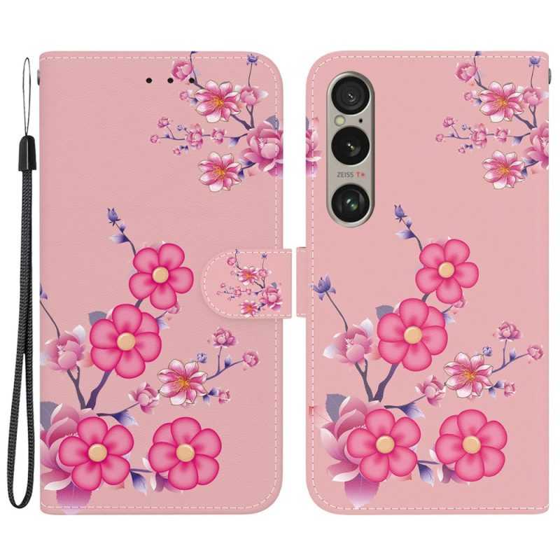 Lederhüllen Sony Xperia 1 Vi Handyhülle Sakura-riemen