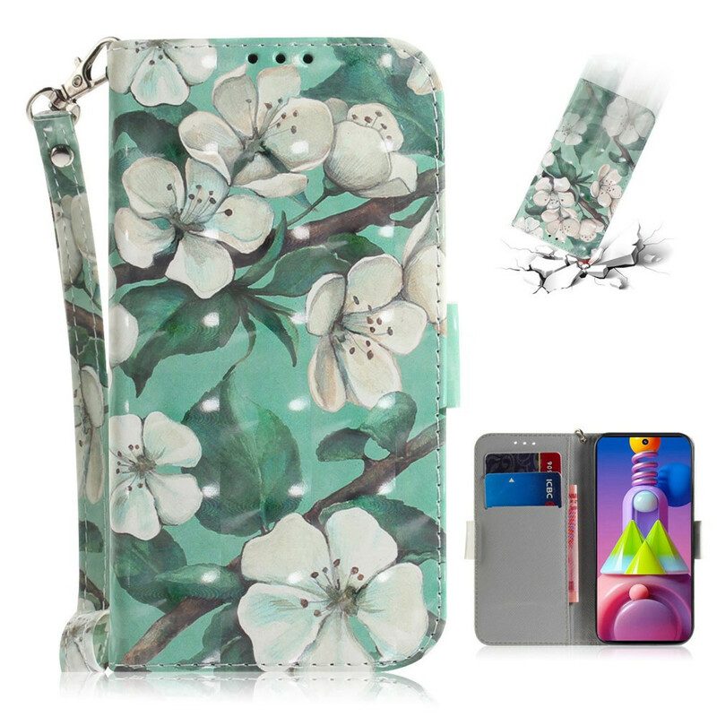 Flip Case Für Samsung Galaxy M51 Mit Kordel Strap Blumenbaum