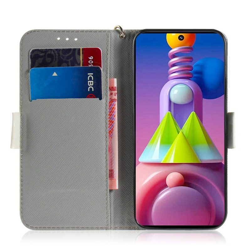 Flip Case Für Samsung Galaxy M51 Mit Kordel Strap Blumenbaum