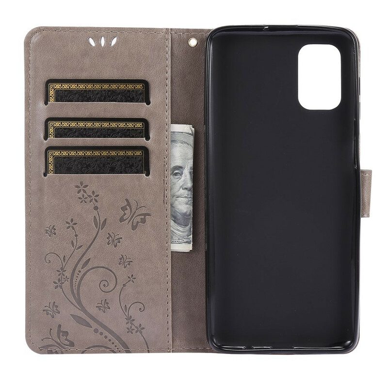 Flip Case Für Samsung Galaxy M51 Mit Kordel Tanga-schmetterlinge Und Blumen