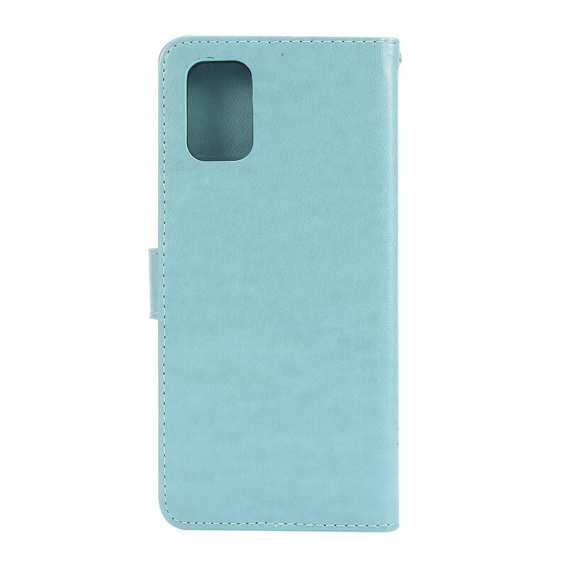 Flip Case Für Samsung Galaxy M51 Mit Kordel Tanga-schmetterlinge Und Blumen