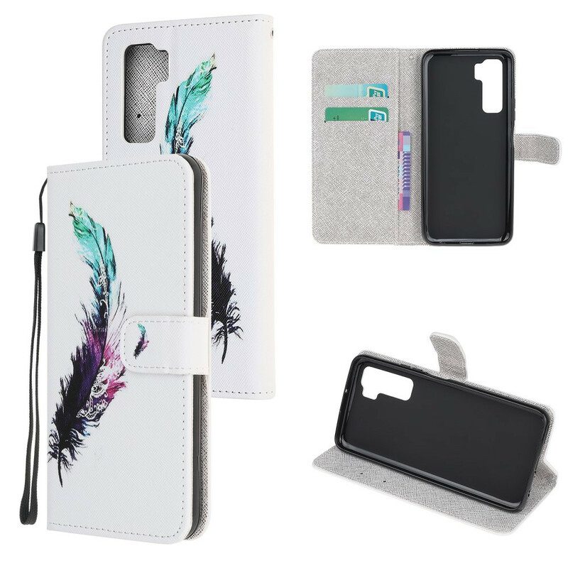 Flip Case Für Huawei P40 Lite 5G Mit Kordel Feder Mit Lanyard