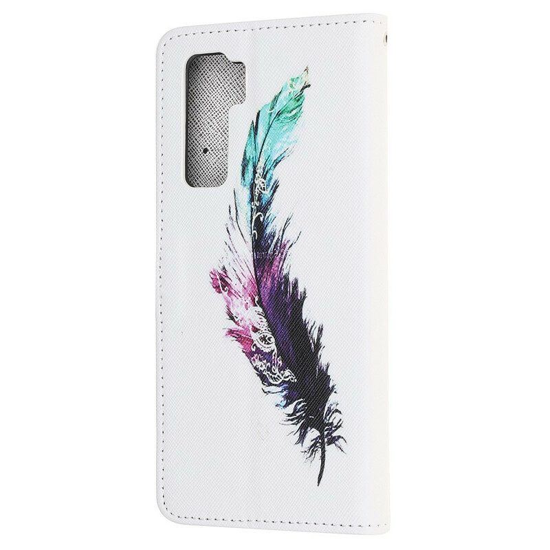 Flip Case Für Huawei P40 Lite 5G Mit Kordel Feder Mit Lanyard