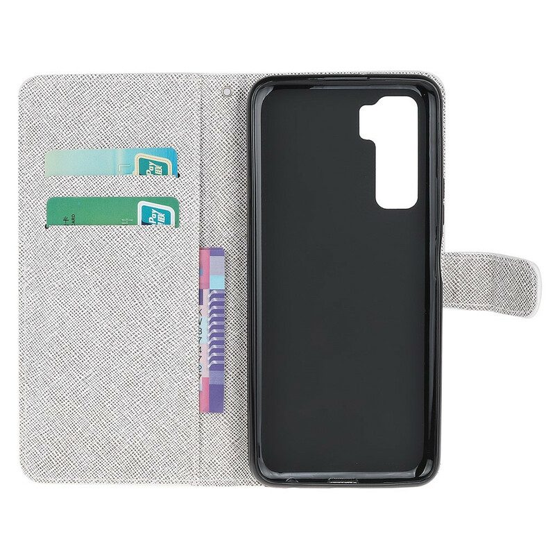 Flip Case Für Huawei P40 Lite 5G Mit Kordel Feder Mit Lanyard