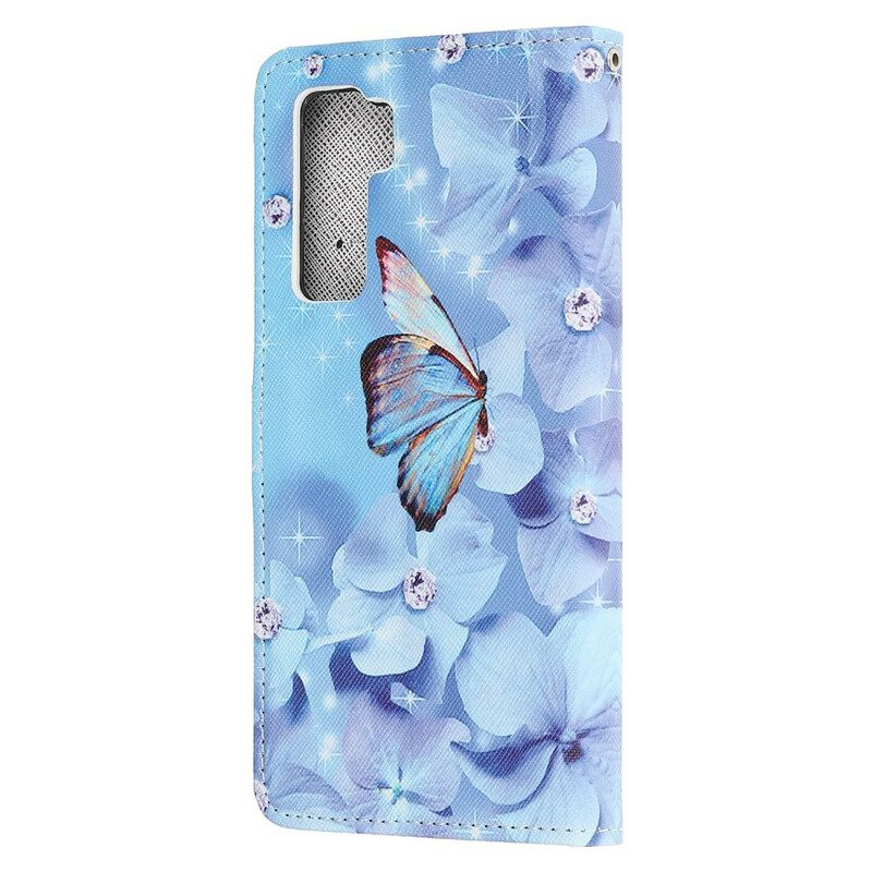 Flip Case Für Huawei P40 Lite 5G Mit Kordel Riemchen-diamant-schmetterlinge