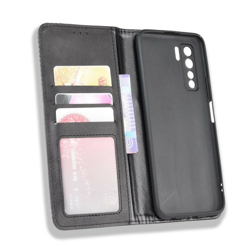 Schutzhülle Für Huawei P40 Lite 5G Flip Case Stilisierter Vintage-ledereffekt