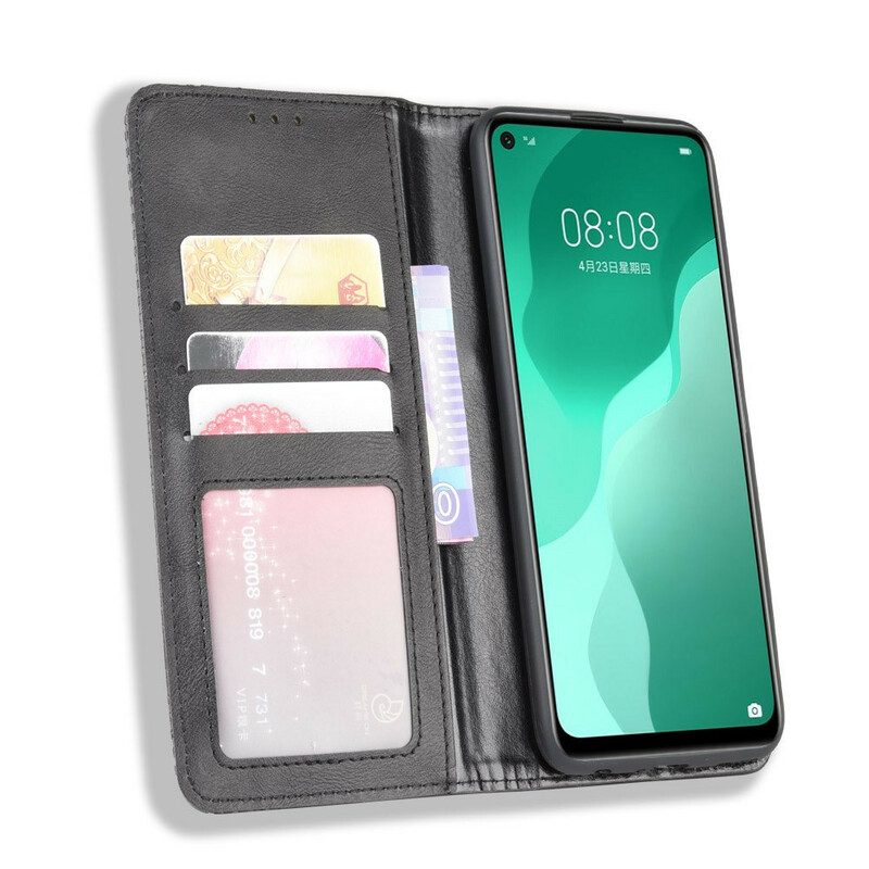 Schutzhülle Für Huawei P40 Lite 5G Flip Case Stilisierter Vintage-ledereffekt