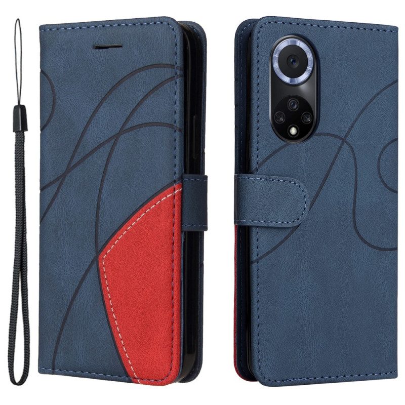 Flip Case Für Huawei Nova 9 Zweifarbiges. Charakteristisches Kunstleder