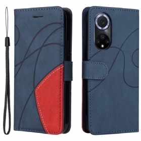 Flip Case Für Huawei Nova 9 Zweifarbiges. Charakteristisches Kunstleder