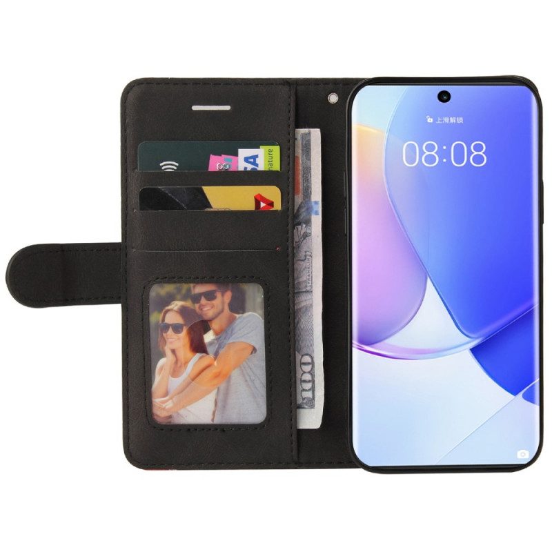 Flip Case Für Huawei Nova 9 Zweifarbiges. Charakteristisches Kunstleder