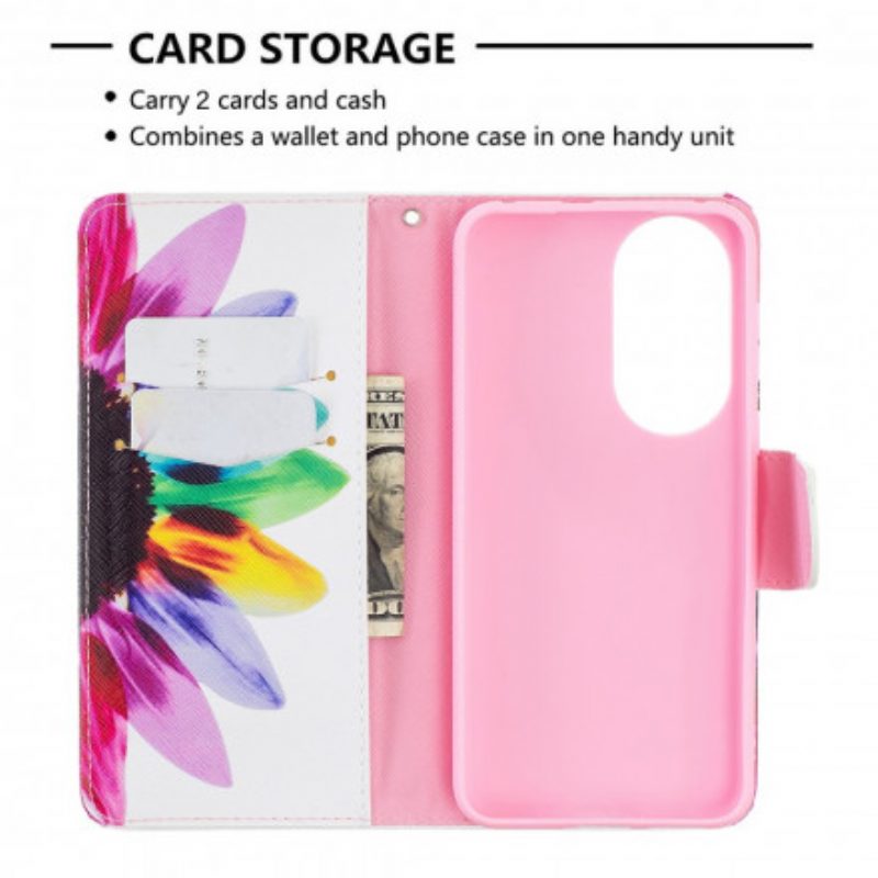 Flip Case Für Huawei P50 Aquarellblume