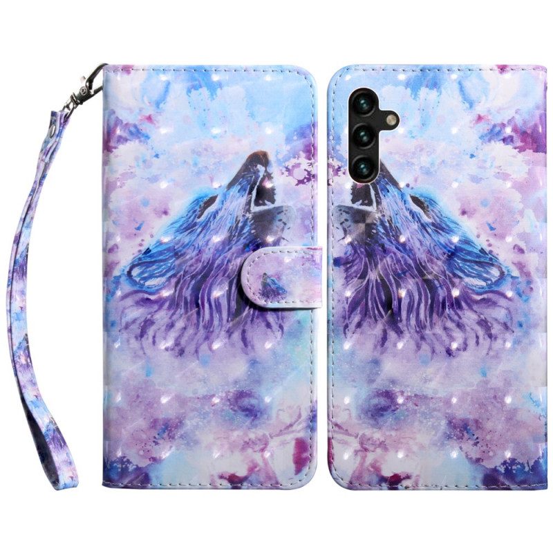 Flip Case Für Samsung Galaxy A13 5G / A04s Aquarell-wolf