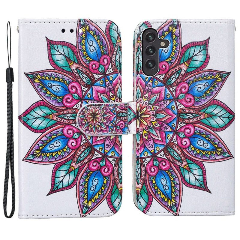 Flip Case Für Samsung Galaxy A13 5G / A04s Gezeichnetes Mandala